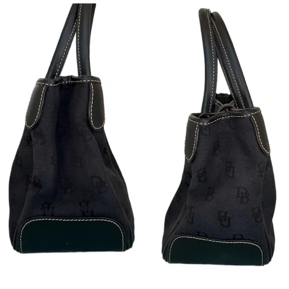 Dooney & Bourke DB Signature Black Canvas‎ & Leather Tote Satchel - Picture 4 of 12